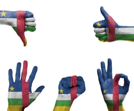 Hand set with the flag of central african republic Stock Illustration