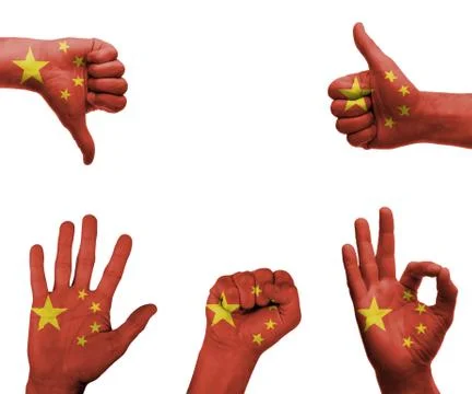 Hand set with the flag of china Stock Illustration