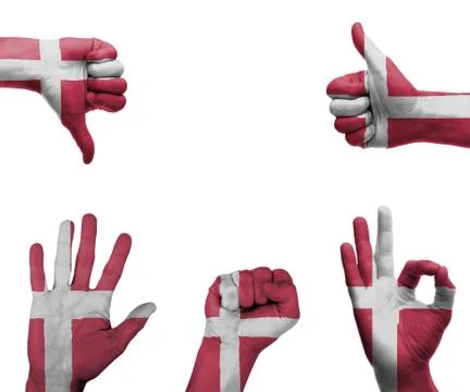 Hand set with the flag of denmark Stock Photos