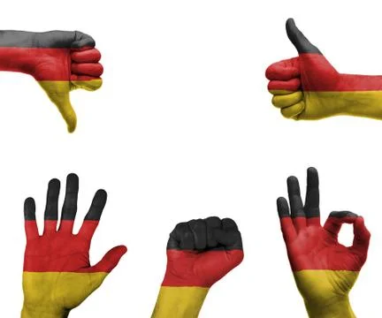 Hand set with the flag of germany Stock Photos