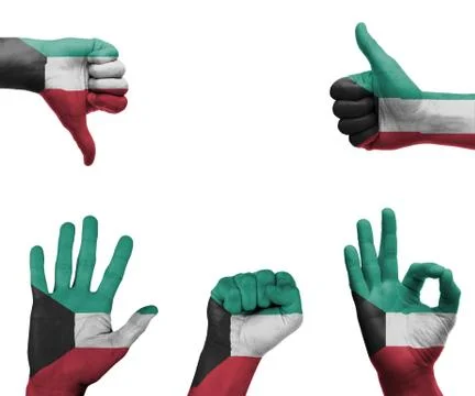 Hand set with the flag of kuwait Stock Photos
