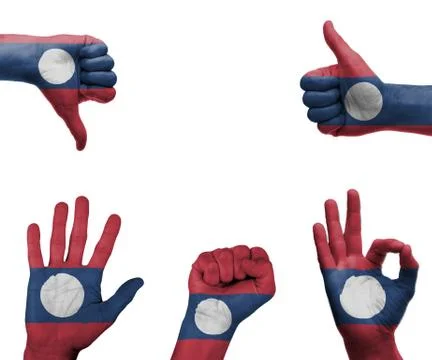 Hand set with the flag of laos Stock Photos