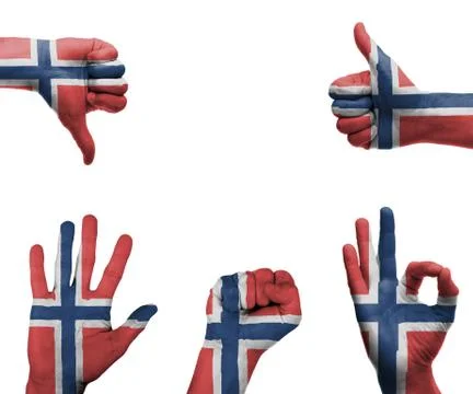 Hand set with the flag of norway Stock Illustration