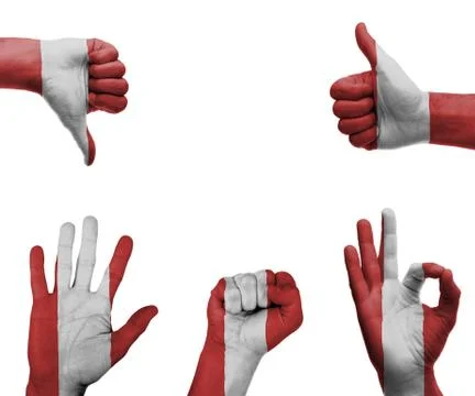 Hand set with the flag of peru Stock Photos