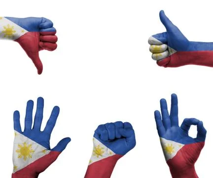 Hand set with the flag of philippines Stock Photos
