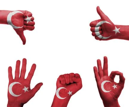 Hand set with the flag of turkey Stock Photos