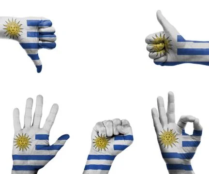 Hand set with the flag of uruguay Stock Illustration