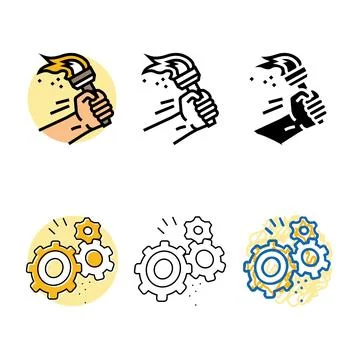 Hand set holding torch progress color icon vector Stock Illustration