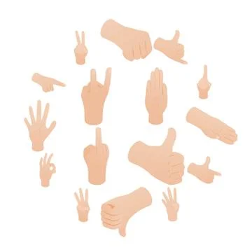 Hand set in isometric 3d style Ilustração Stock