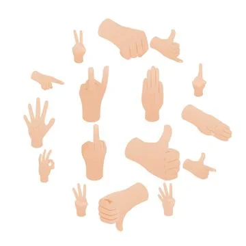 Hand set in isometric 3d style Stock Illustration