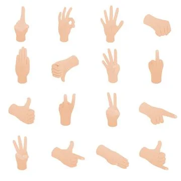 Hand set in isometric 3d style Ilustração Stock
