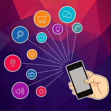 Hand set of line icons Stock Illustration
