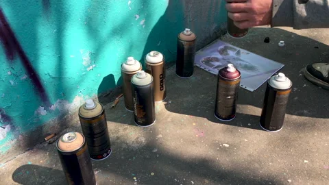 Hand several can spray Video stock 173316772