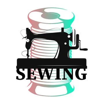 Hand sewing machine and spool of thread design Stockillustratie