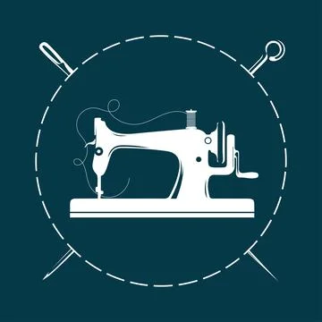 Hand sewing machine in circle thread design Stock Illustration