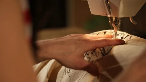 Hand sewing machine close up Stock Footage 91069374