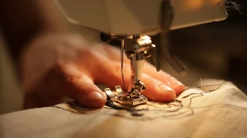 Hand sewing machine close up Stock Footage 91069375