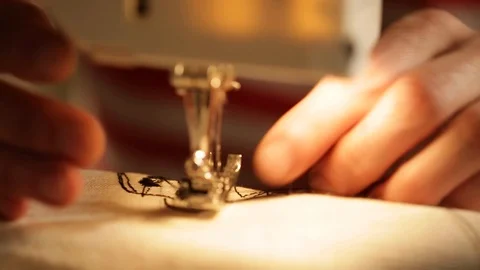 Hand sewing machine close up Stock Footage 91069379