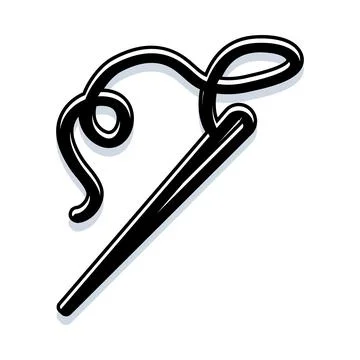 Hand sewing needle with thread for crafting and textile design Stockillustratie