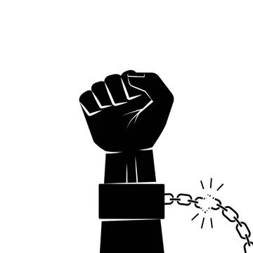 Hand in shackles broken chain. The concept of freedom and human rights. Vector Illustrazione stock