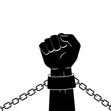 Hand in shackles broken chain. The concept of freedom and human rights. Vector Stock Illustration