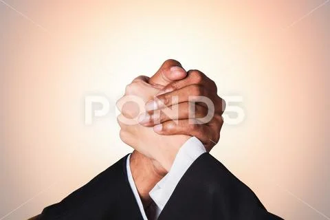 Hand shake businessman and businesswoman with warm power tone Stock Photos