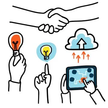 Hand shake line art Stock Illustration