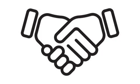 Hand shake vector line icon. Business handshake, partnership agreement and fr Illustrazione stock