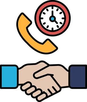 A hand shaking another hand with a clock in the background Stock Illustration