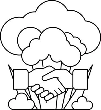 A hand shaking another hand in a cloud of smoke Stock Illustration