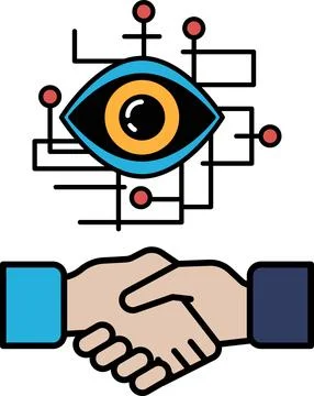 A hand shaking another hand with a computer chip in the background Stock Illustration