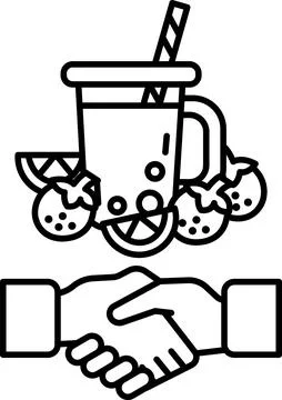 A hand shaking a cup with a straw in it Illustrazione stock