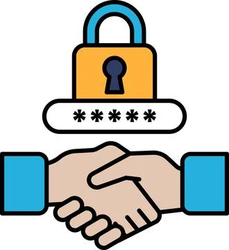 A hand shaking a key with a lock on it イラスト素材