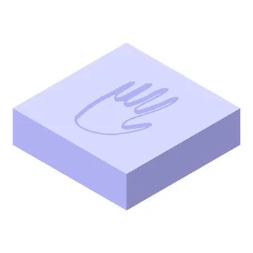 Hand shape imprinted on light purple isometric cube 스톡 일러스트