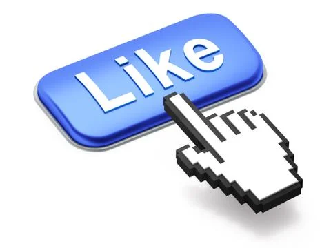 Hand-shaped mouse cursor press Like button Ilustração Stock