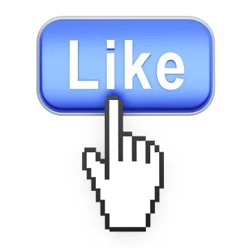 Hand-shaped mouse cursor press Like button Ilustração Stock