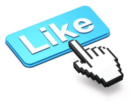 Hand-shaped mouse cursor press Like button Ilustração Stock