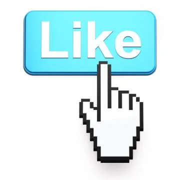 Hand-shaped mouse cursor press Like button Ilustração Stock