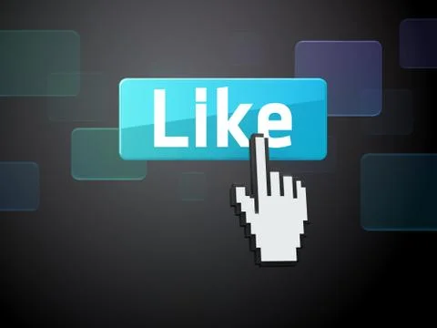 Hand-shaped mouse cursor press Like button Ilustração Stock