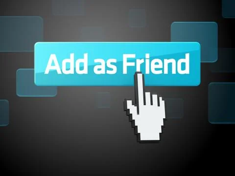 Hand-shaped mouse cursor press Add As Friend button Stock Illustration