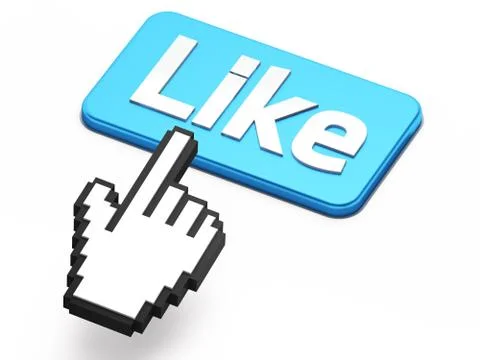 Hand-shaped mouse cursor press Like button Ilustração Stock
