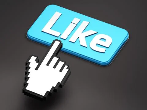 Hand-shaped mouse cursor press Like button Ilustração Stock