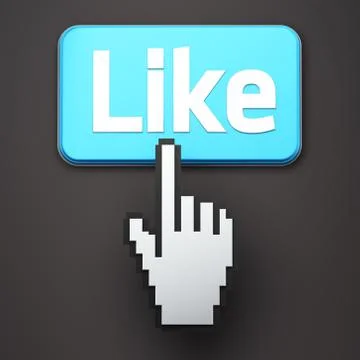 Hand-shaped mouse cursor press Like button Ilustração Stock