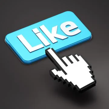 Hand-shaped mouse cursor press Like button Ilustração Stock