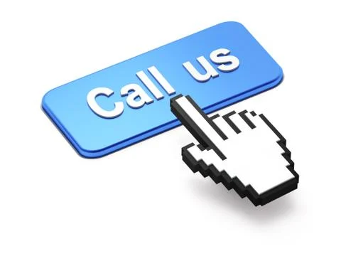 Hand-shaped mouse cursor press Call Us button Stock Illustration