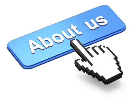 Hand-shaped mouse cursor press About Us button Stock Illustration
