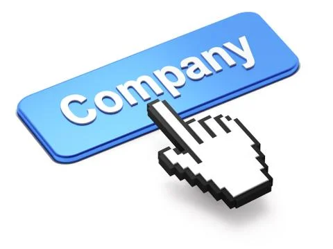 Hand-shaped mouse cursor press Company button Stock Illustration
