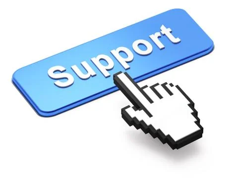 Hand-shaped mouse cursor press Support button Stock Illustration