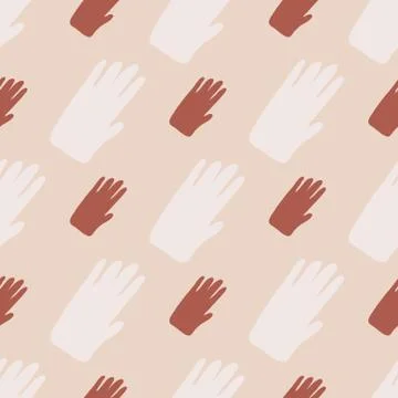 Hand shapes seamless pattern in doodle style. Silhouette of a human hand endl Stock Illustration