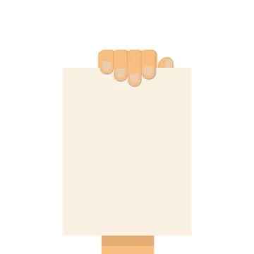 Hand with sheet without text. Illustrazione stock